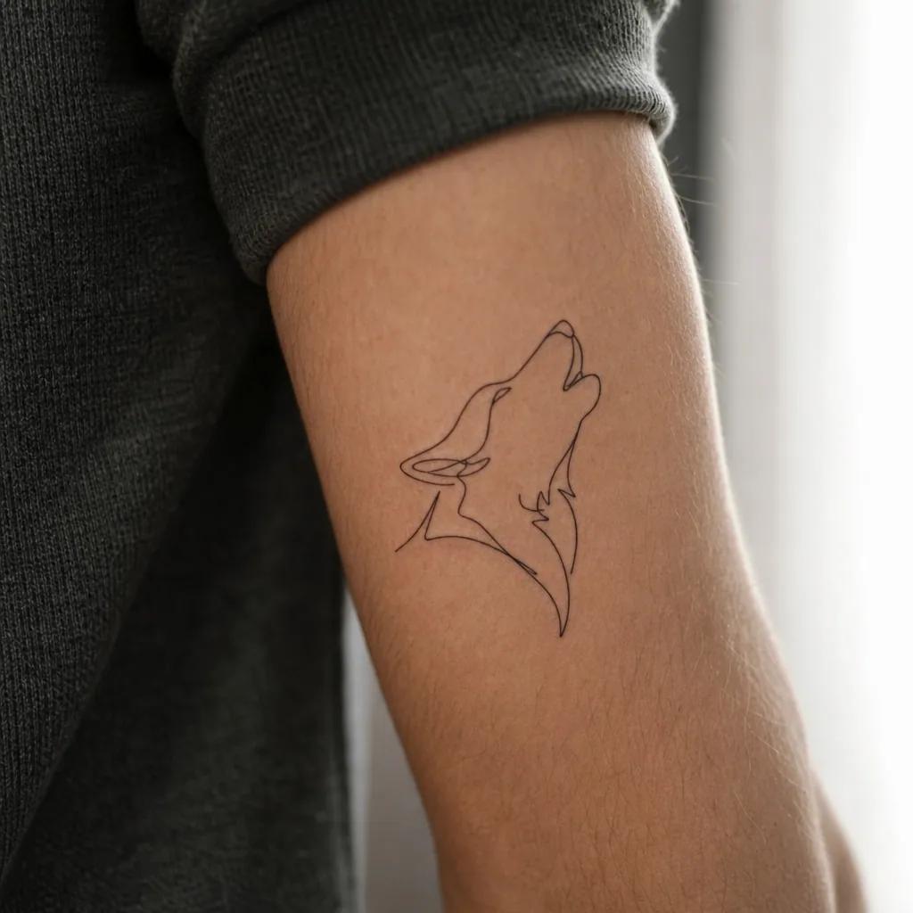 wolf-tattoo minimalistischer single-line-wolf