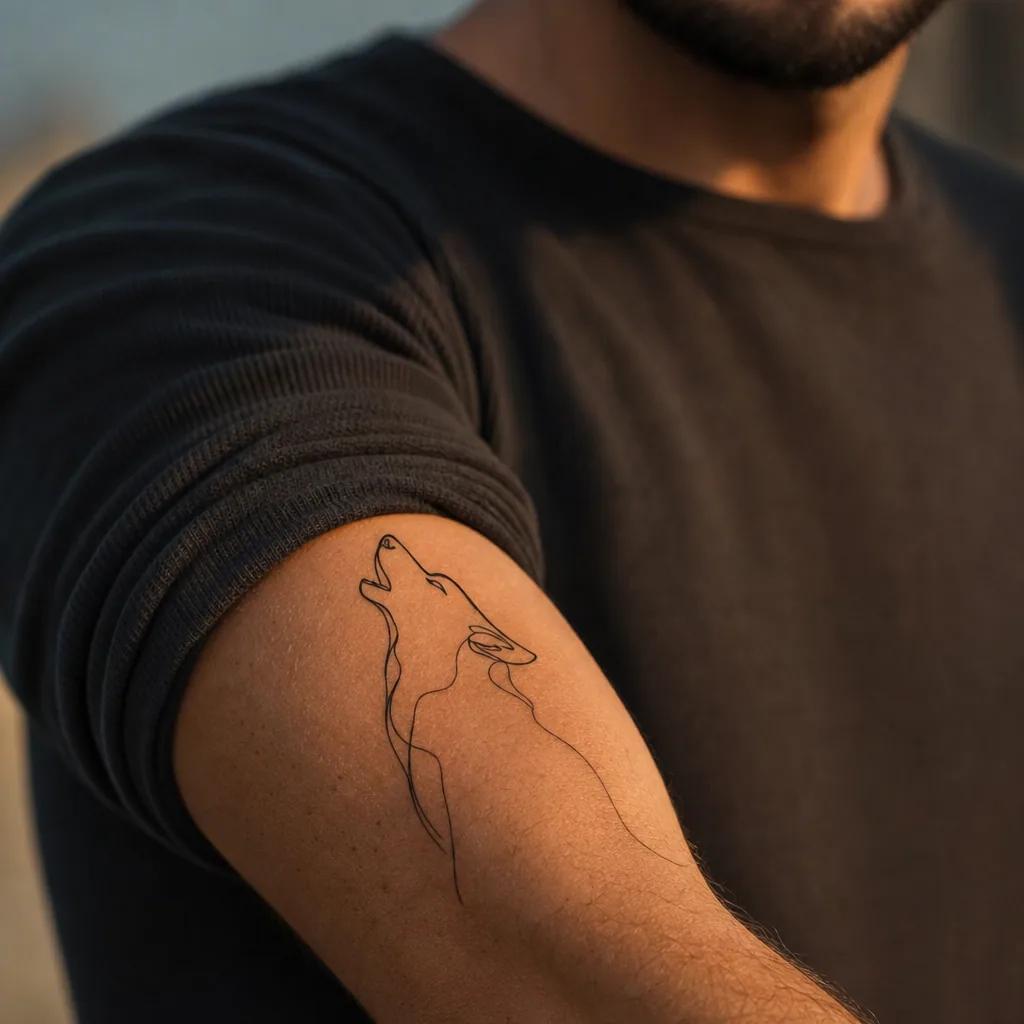 wolf-tattoo minimalistischer single-line-wolf