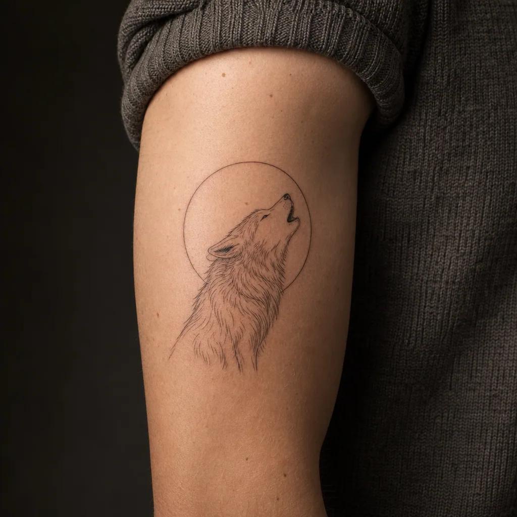 wolf-tattoo heulender wolf im fineline