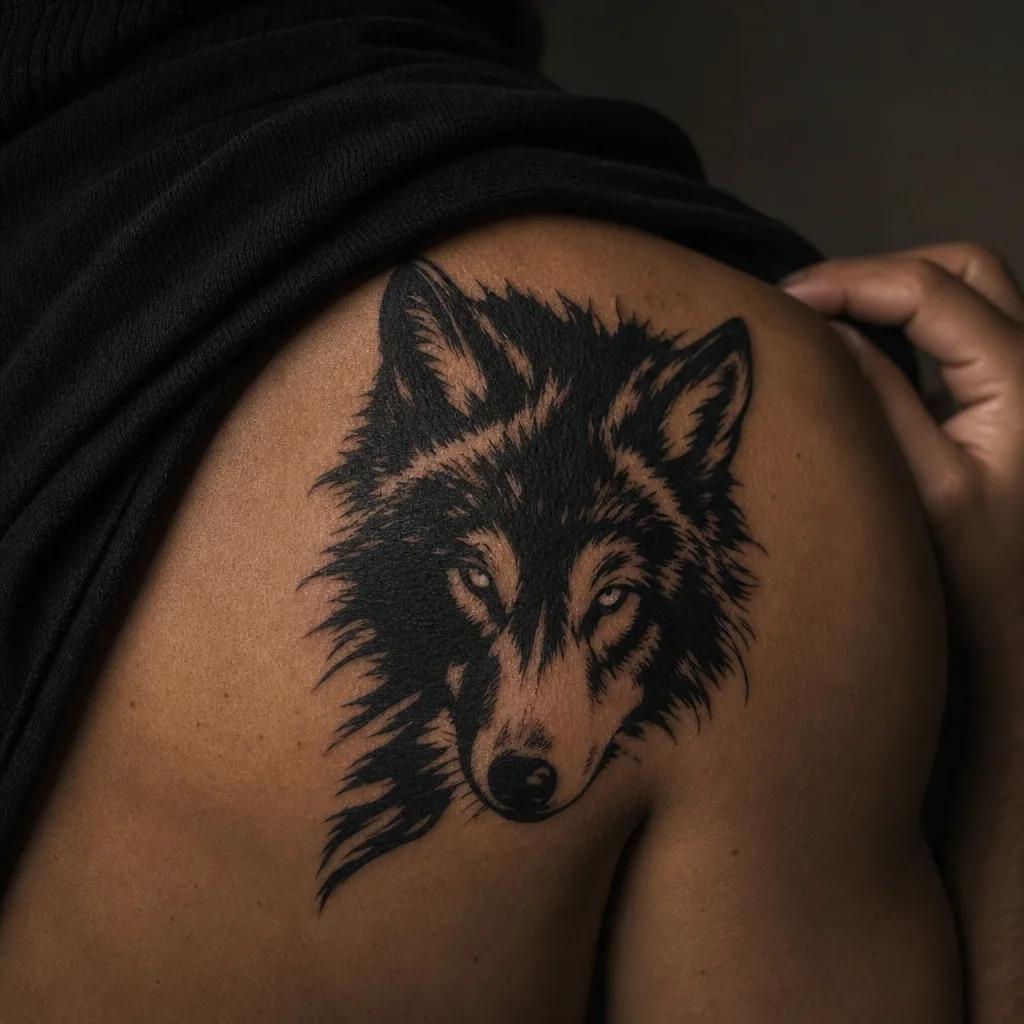 wolf-tattoo kraftvoller blackwork-wolf