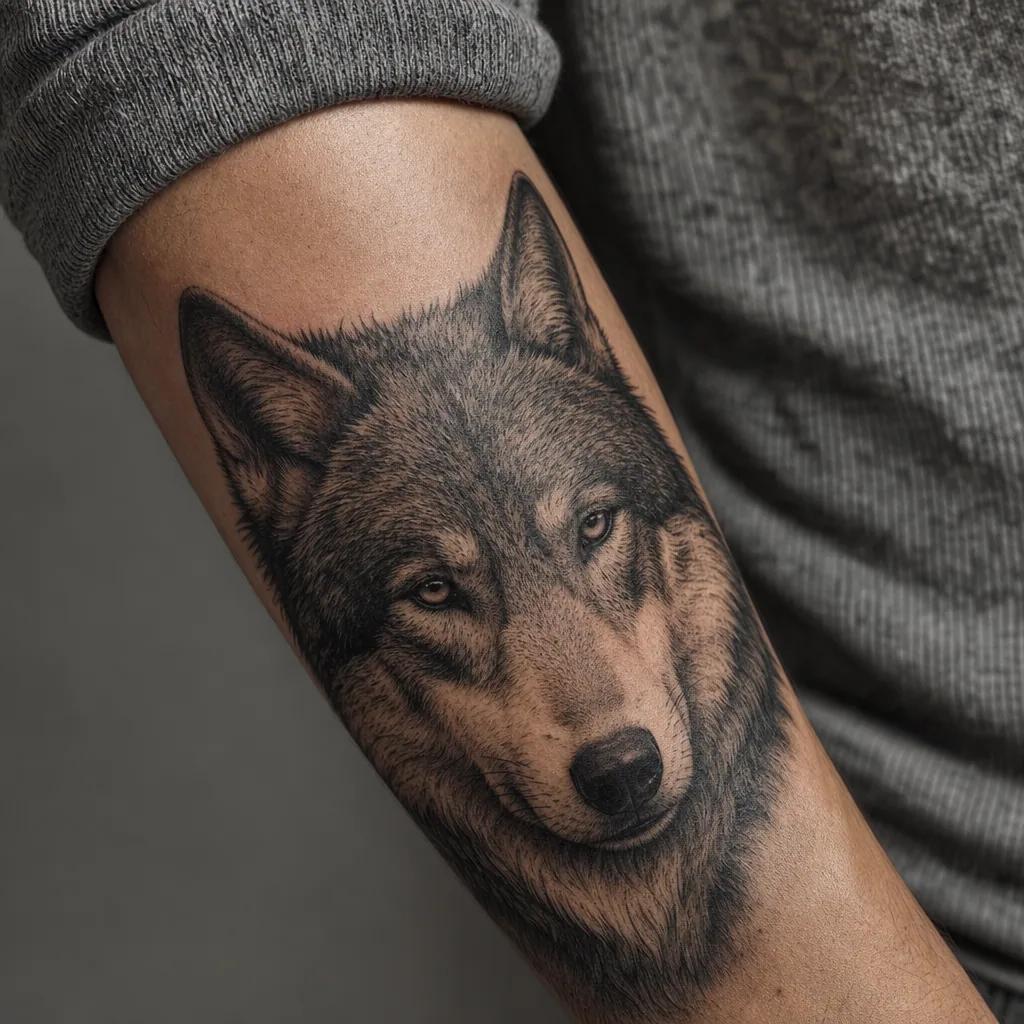 wolf-tattoo realistisches wolf-portrait