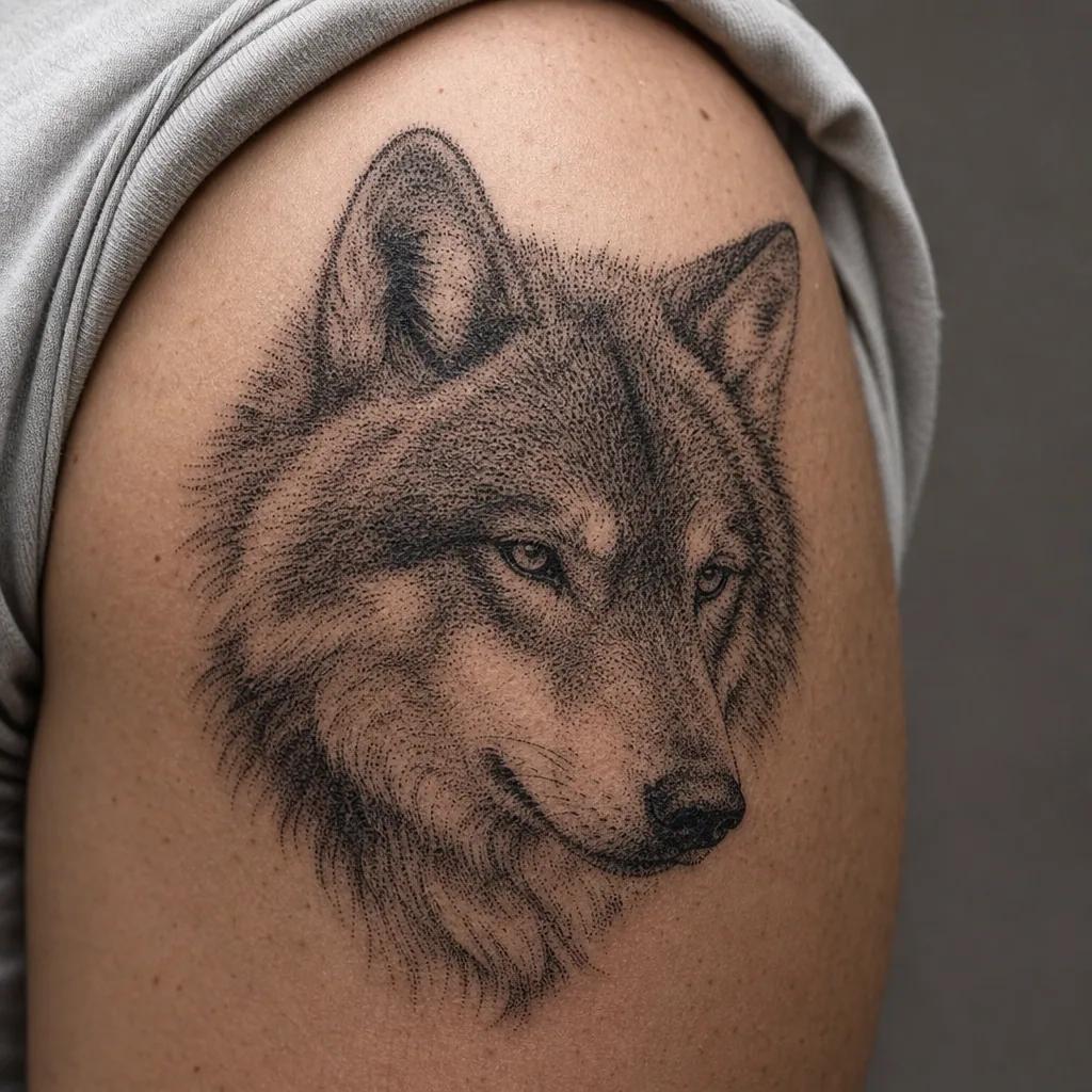 wolf-tattoo dotwork-wolf im stippling