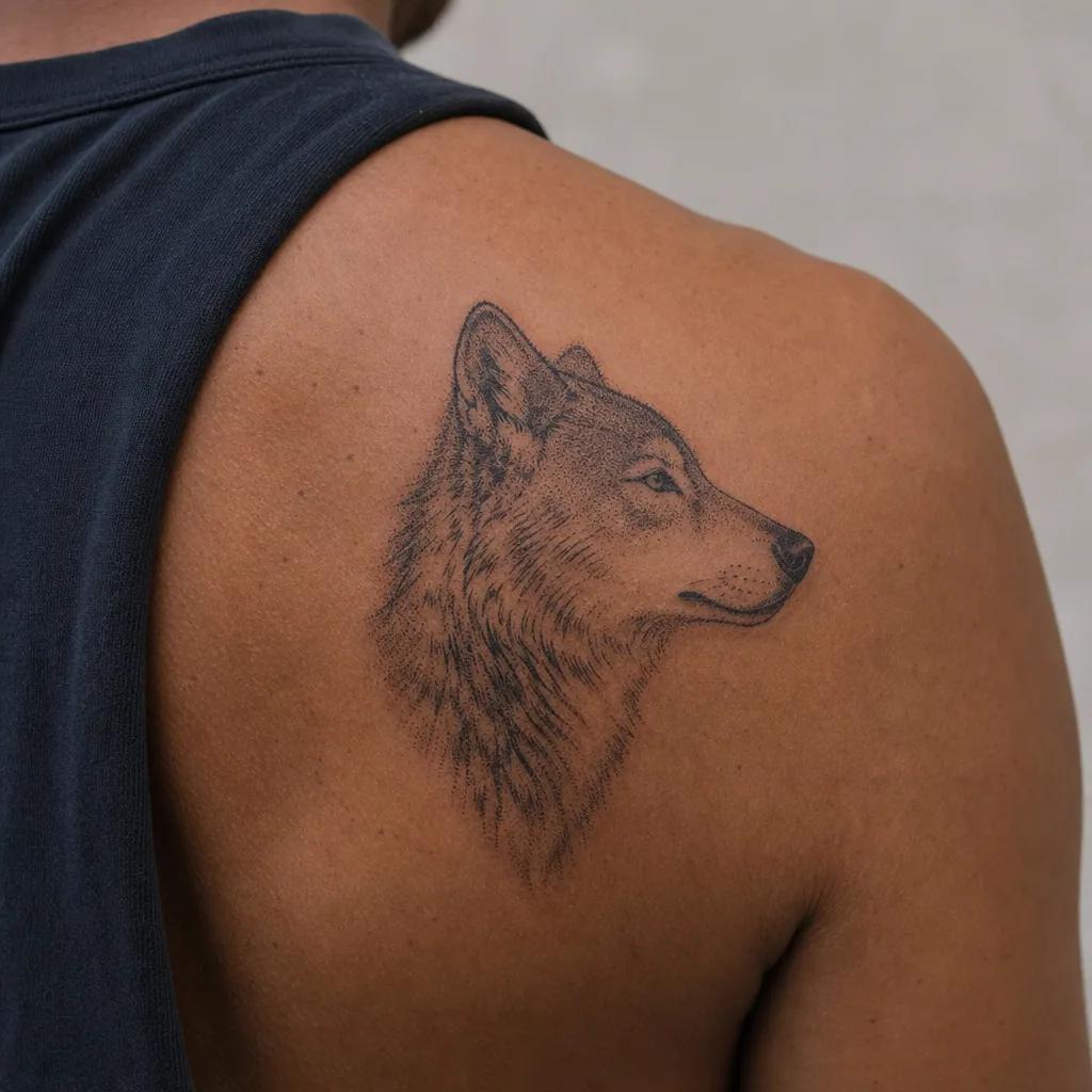 wolf-tattoo dotwork-wolf im stippling