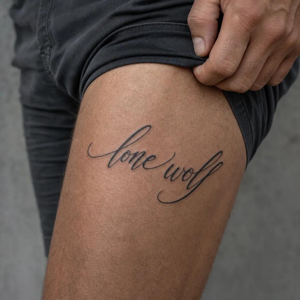 wolf-tattoo lettering 'lone wolf'