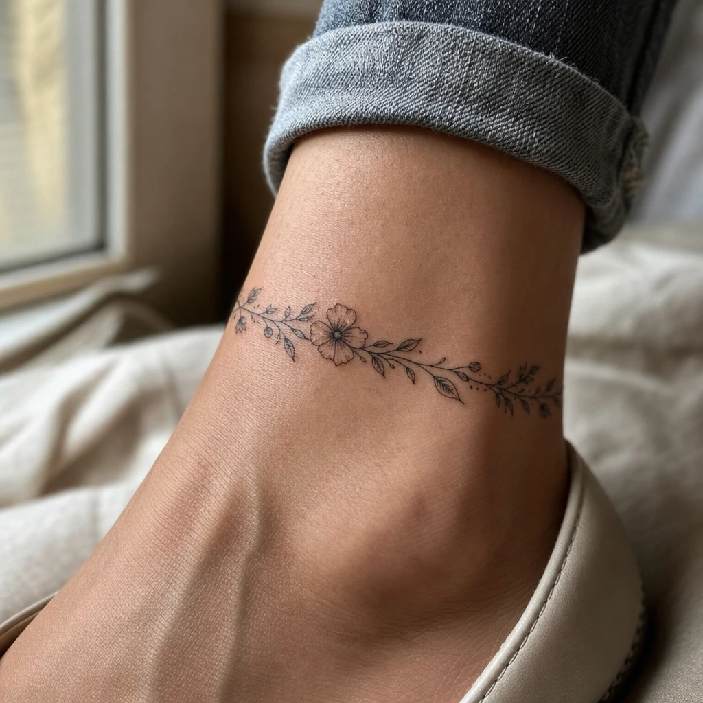 Bracelet de cheville floral