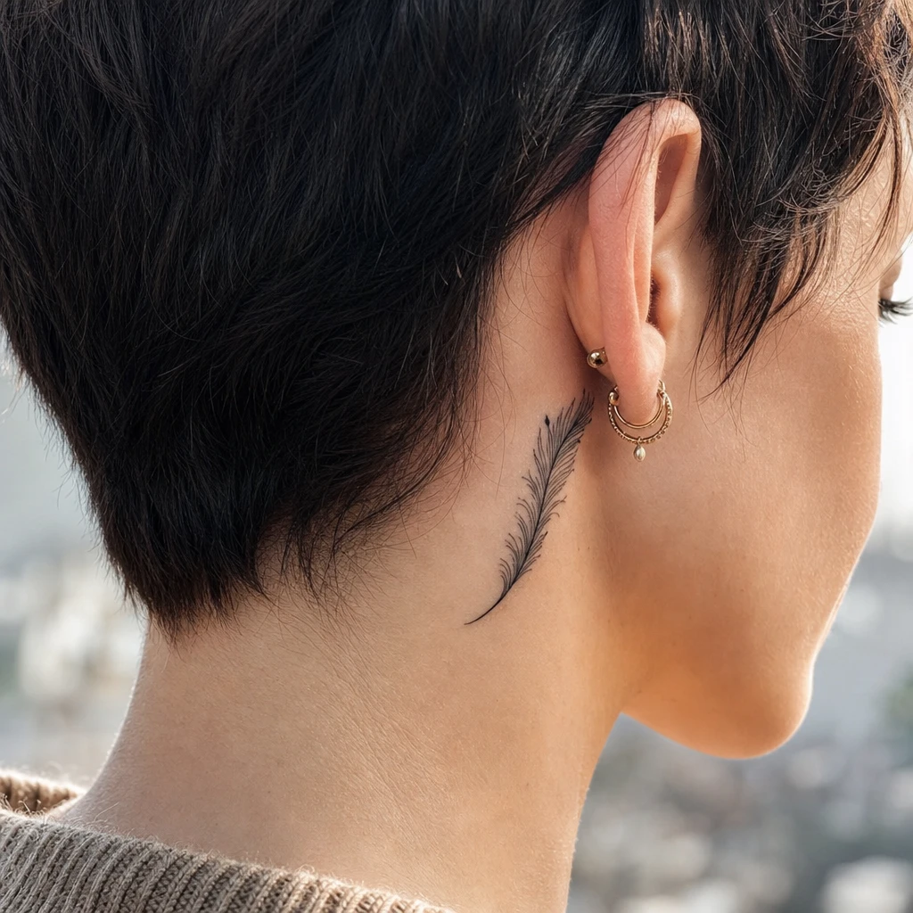 Plume derriere l'oreille