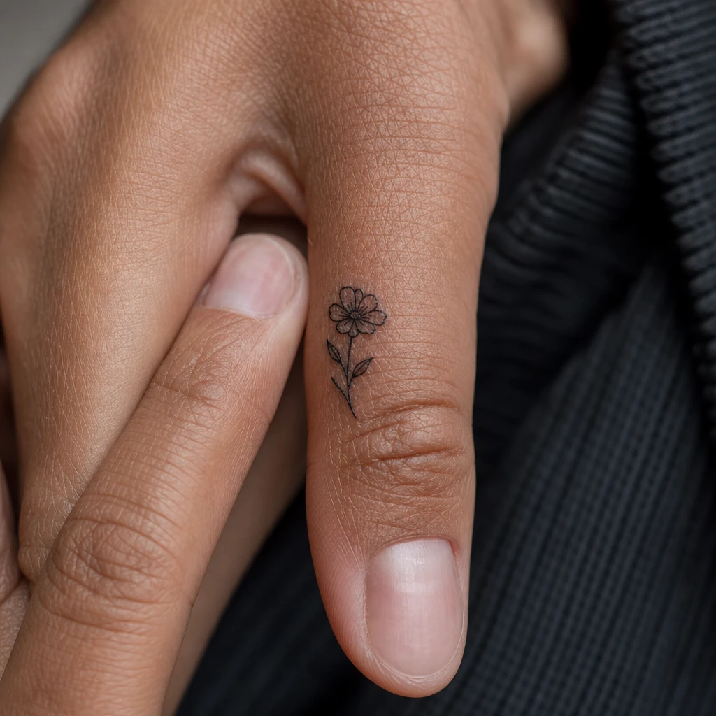Petite fleur sur doigt