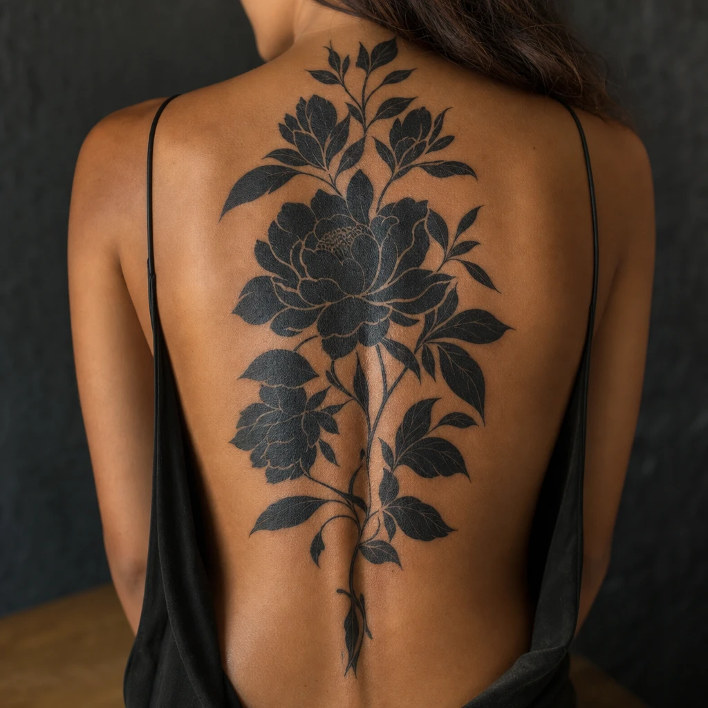 Blackwork floral grande piece