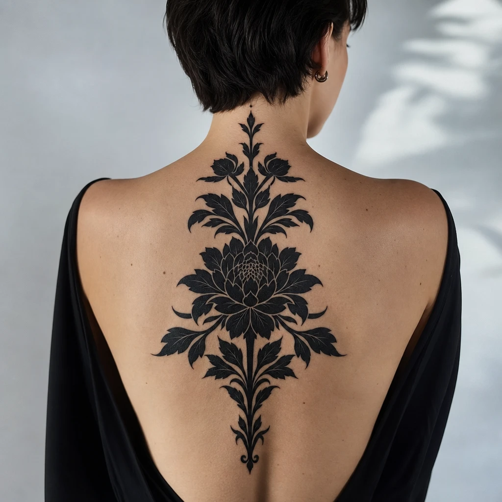 Blackwork floral grande piece
