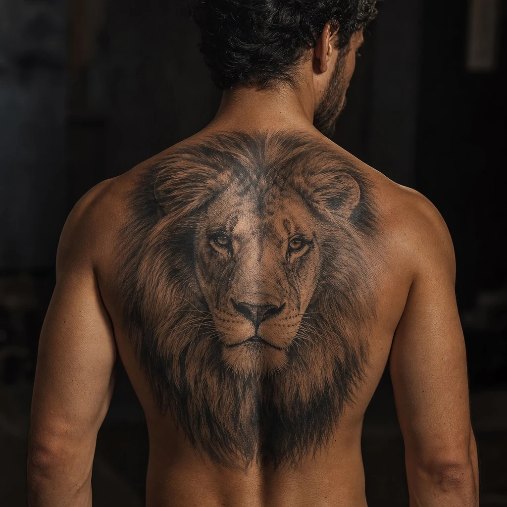 Lion realiste haut du dos