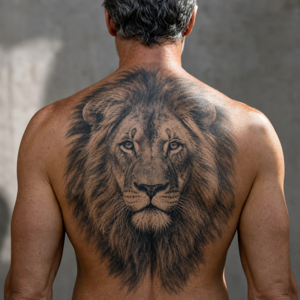 Lion realiste haut du dos