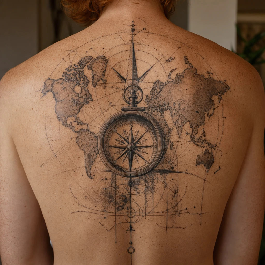 Boussole et carte voyage