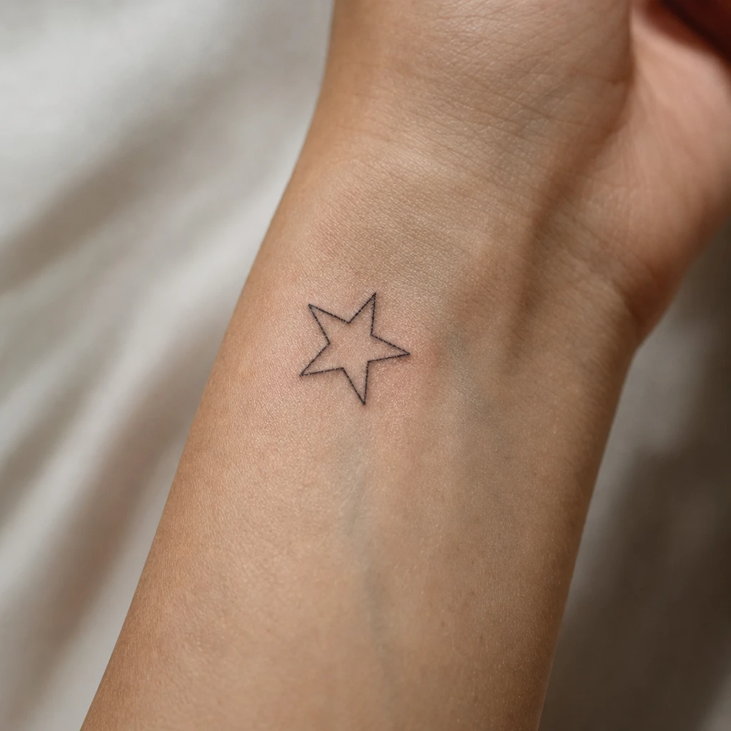 Tattoo étoile auf echter Haut