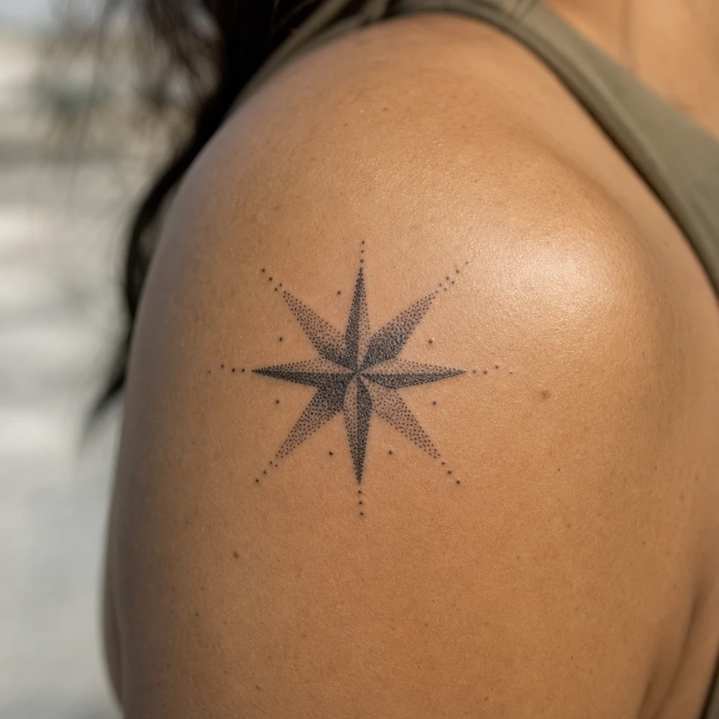 Tattoo étoile auf echter Haut