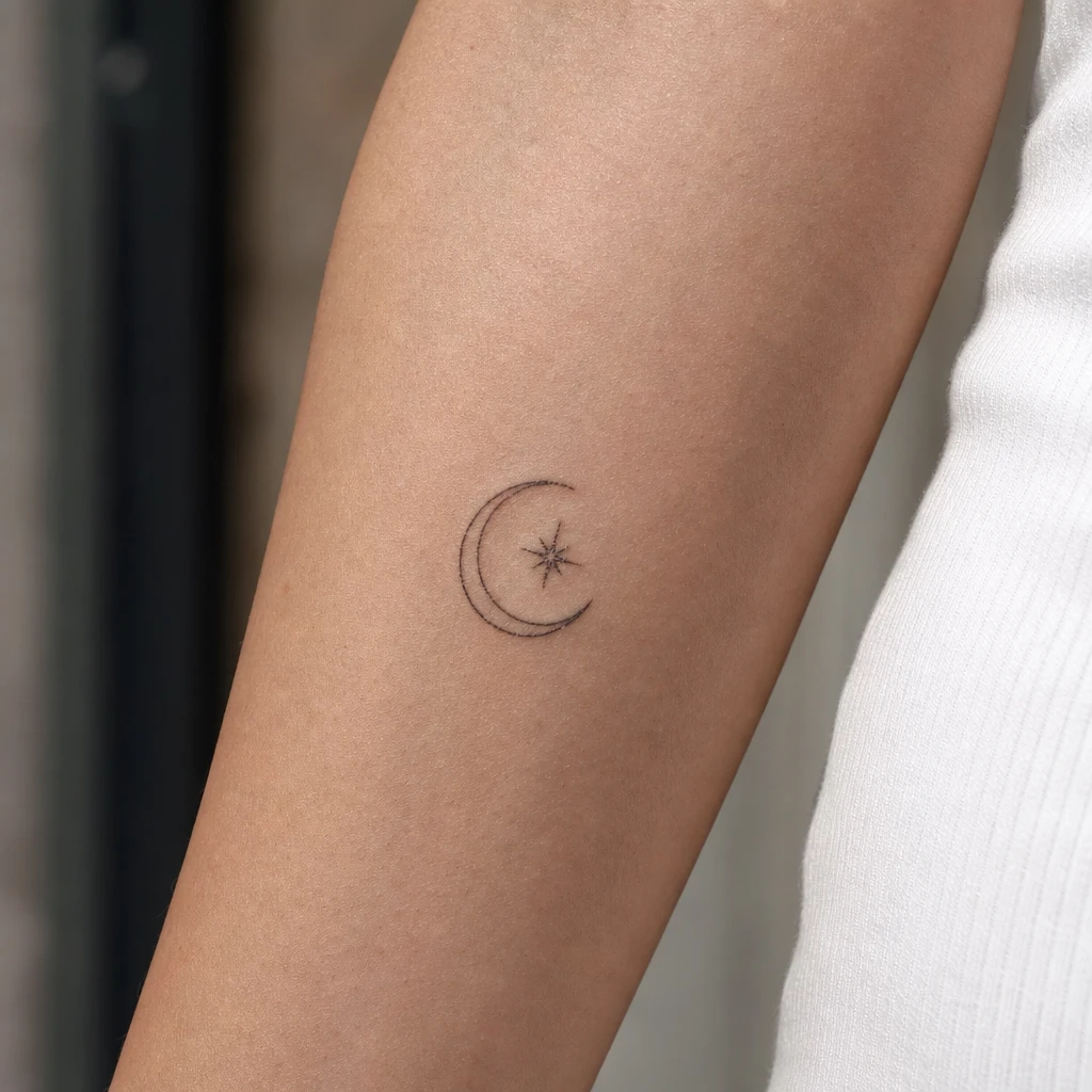 Tattoo étoile auf echter Haut