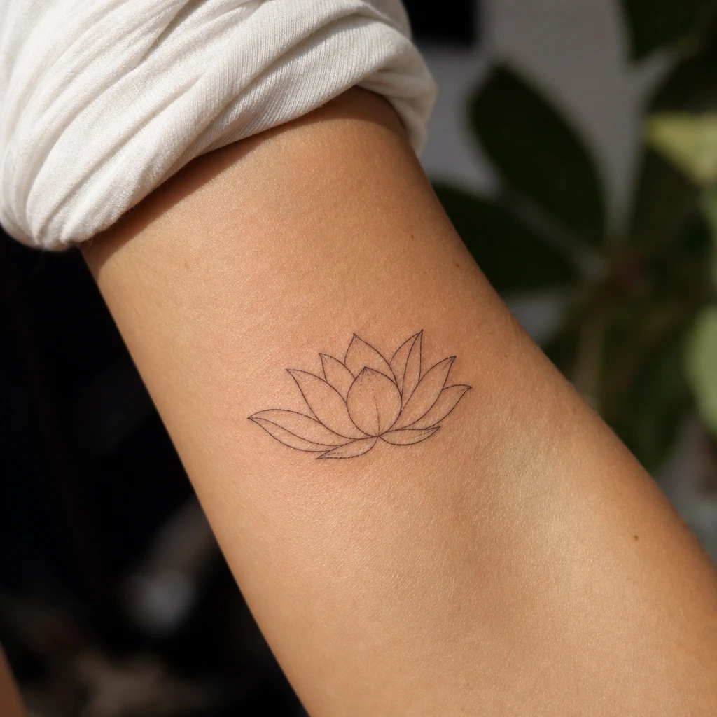 Tattoo fleur de lotus auf echter Haut