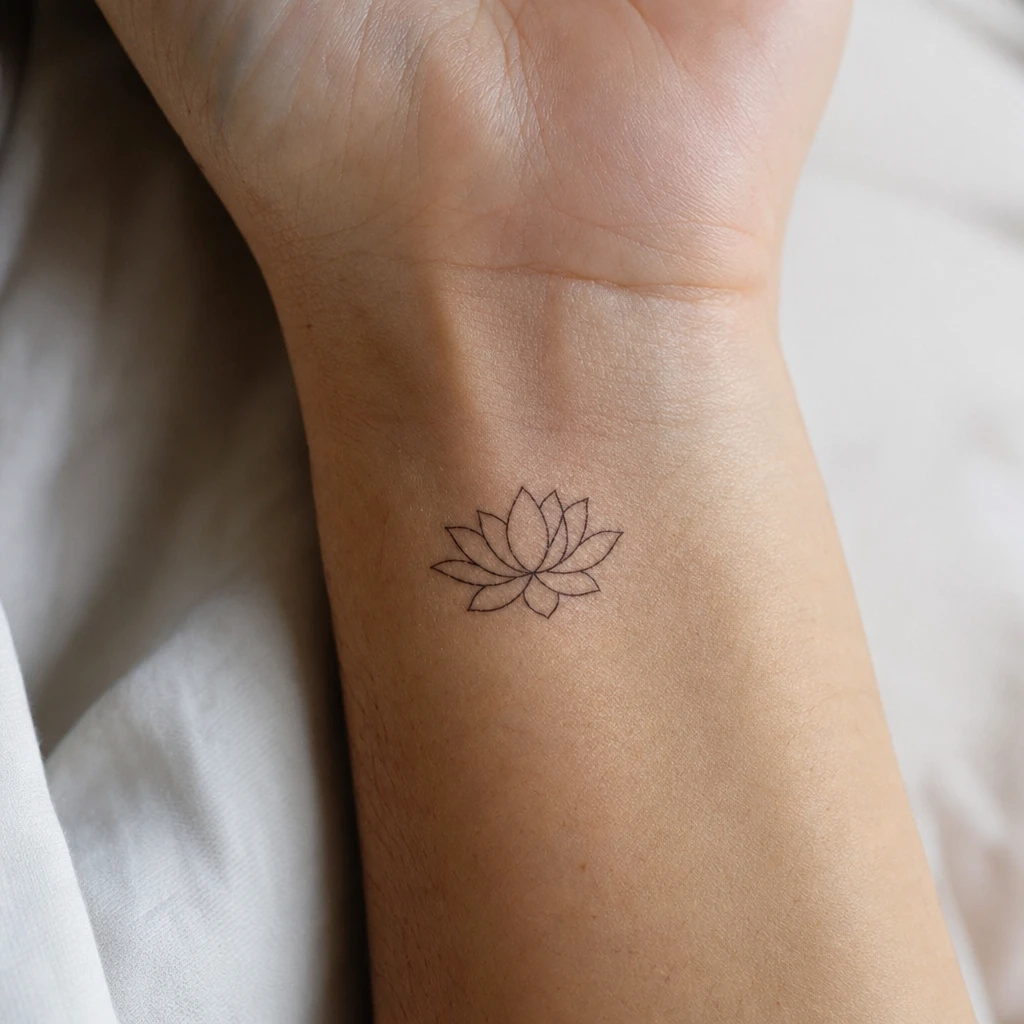 Tattoo fleur de lotus auf echter Haut