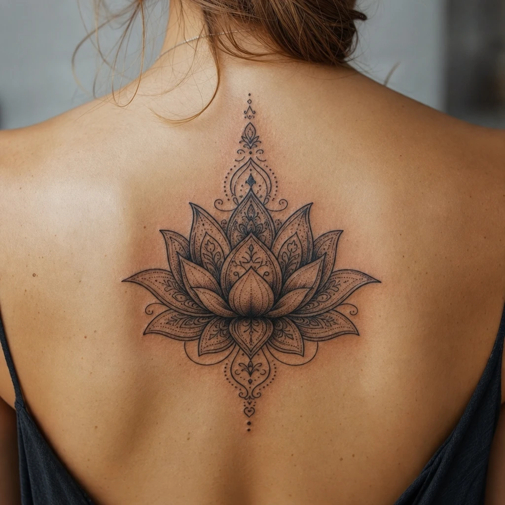 Tattoo fleur de lotus auf echter Haut