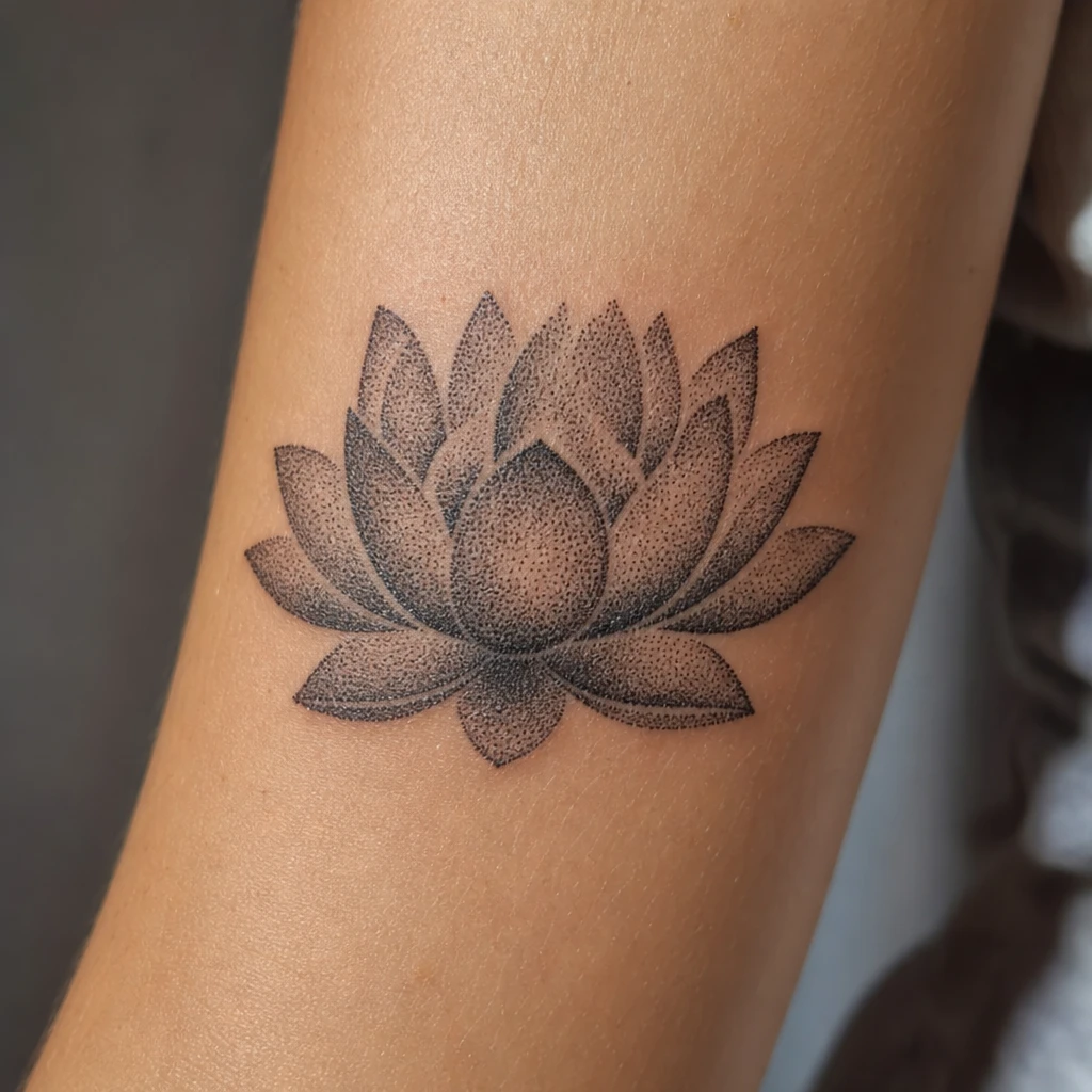 Tattoo fleur de lotus auf echter Haut