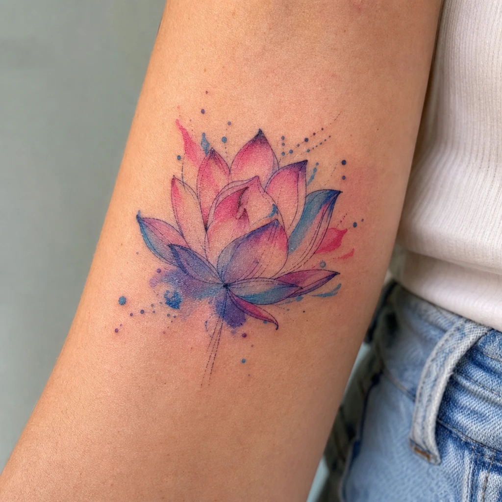 Tattoo fleur de lotus auf echter Haut
