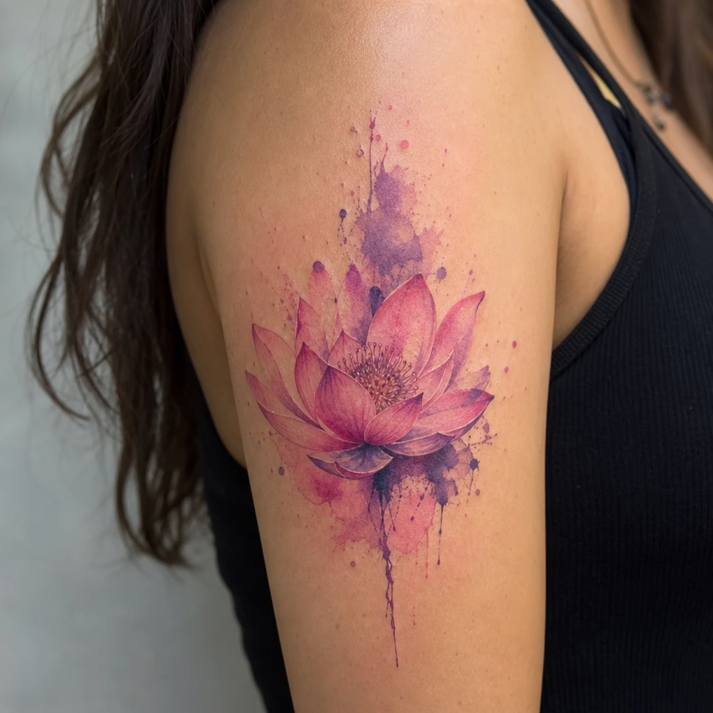 Tattoo fleur de lotus auf echter Haut