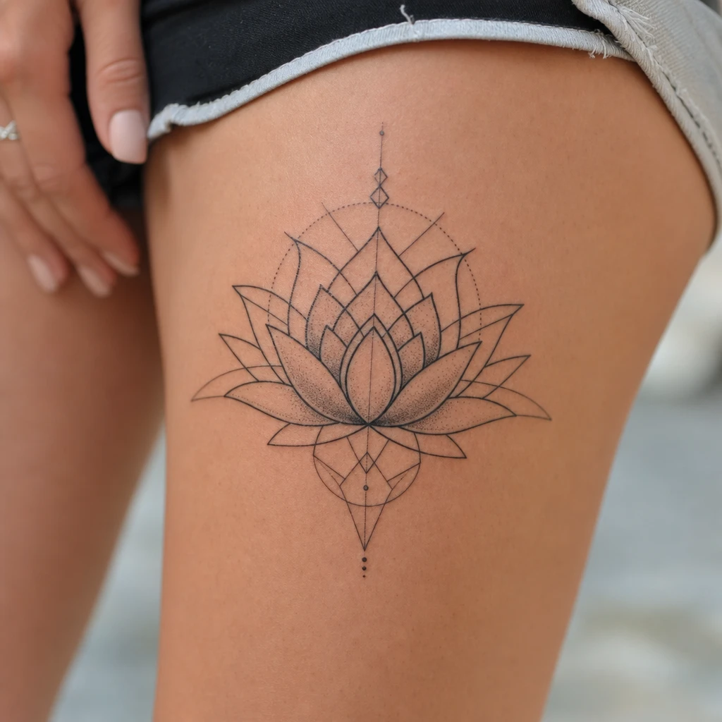 Tattoo fleur de lotus auf echter Haut