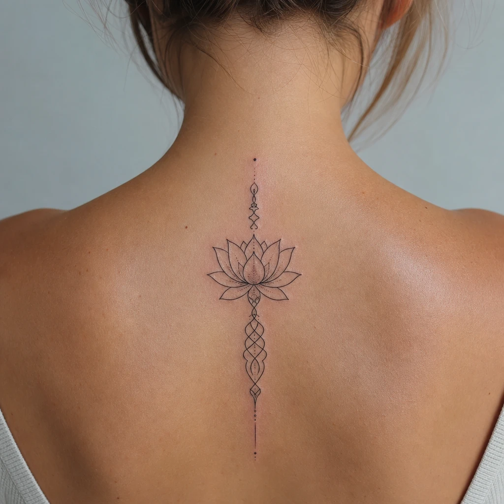 Tattoo fleur de lotus auf echter Haut