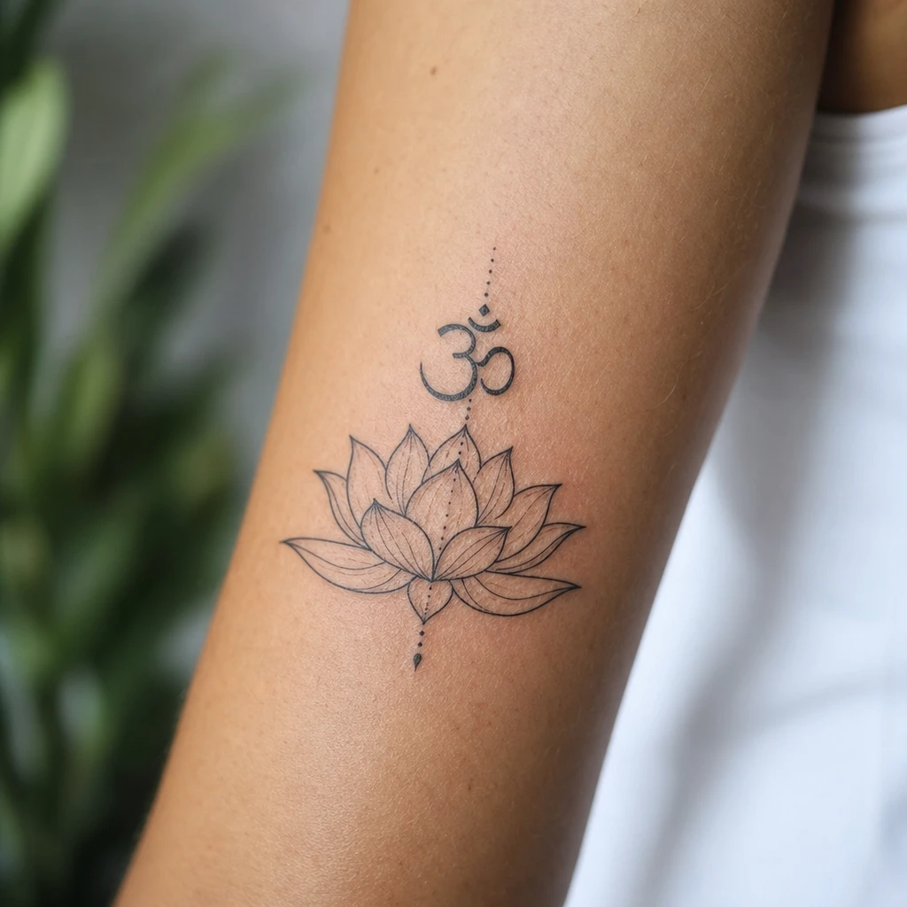Tattoo fleur de lotus auf echter Haut