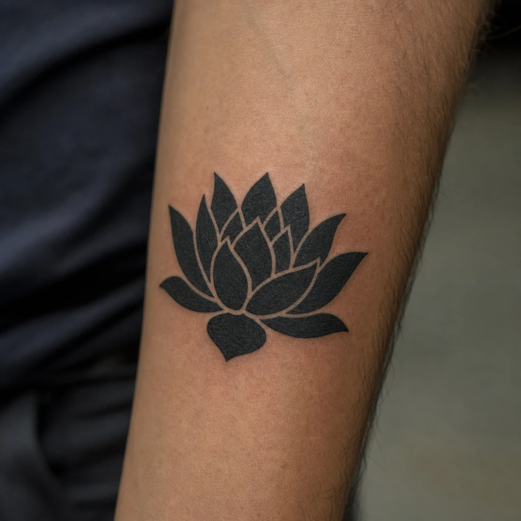 Tattoo fleur de lotus auf echter Haut