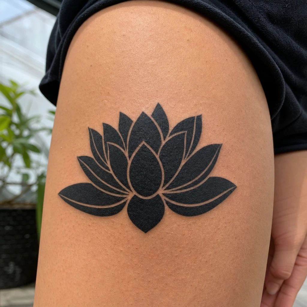 Tattoo fleur de lotus auf echter Haut