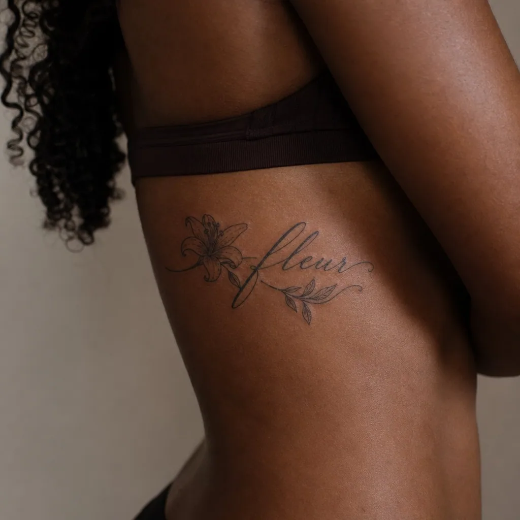 Lettrage fleur cursive