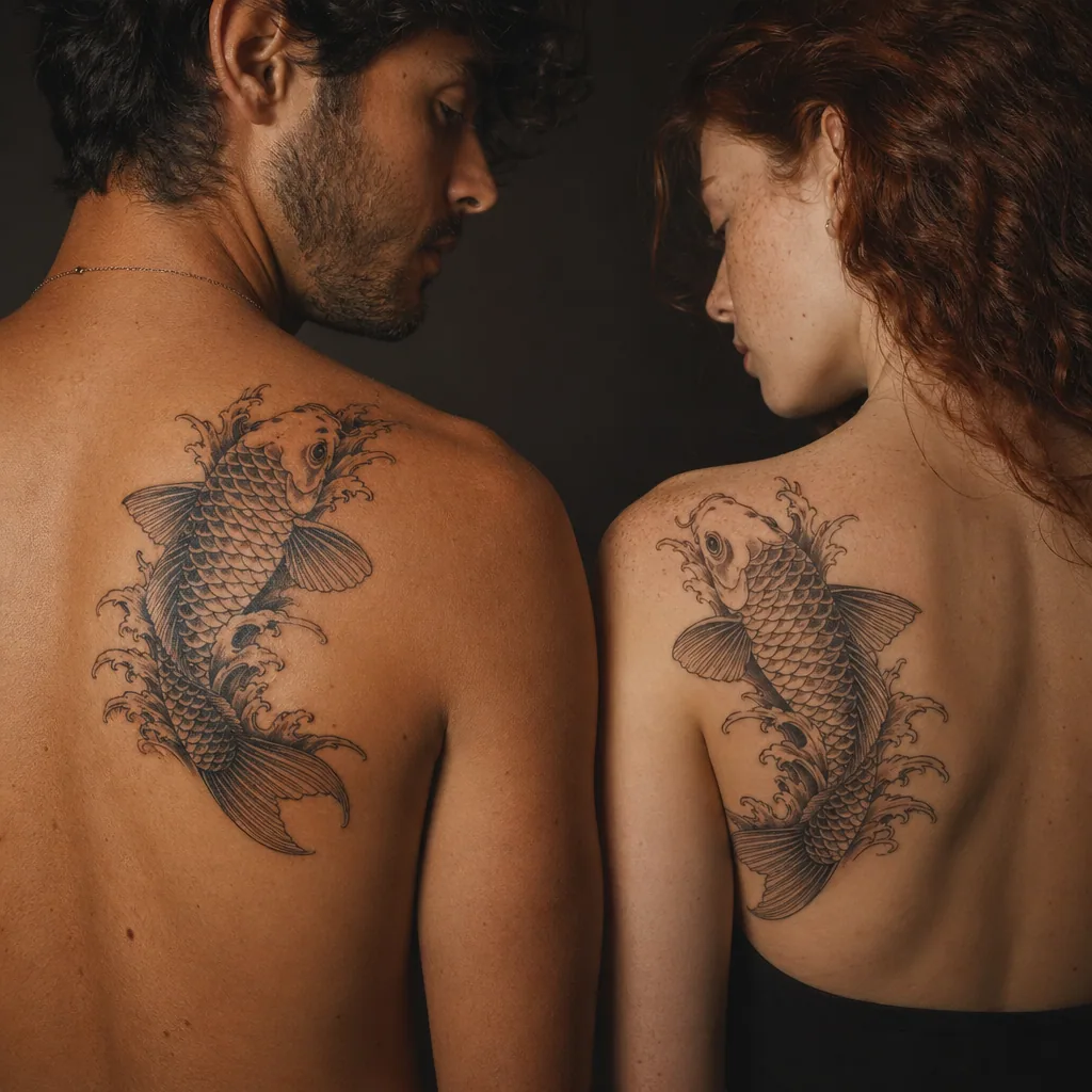 Carpes koi siblings