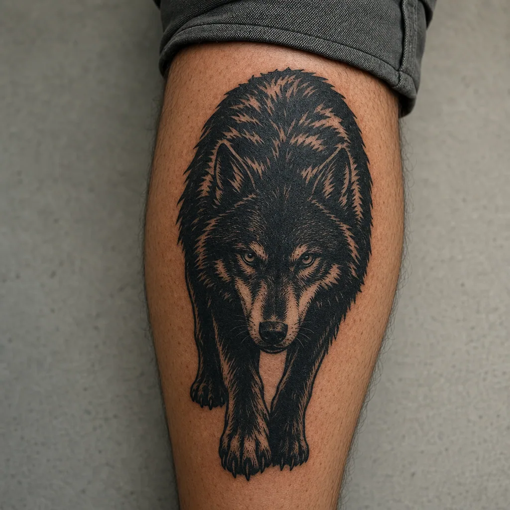 Loup blackwork puissant
