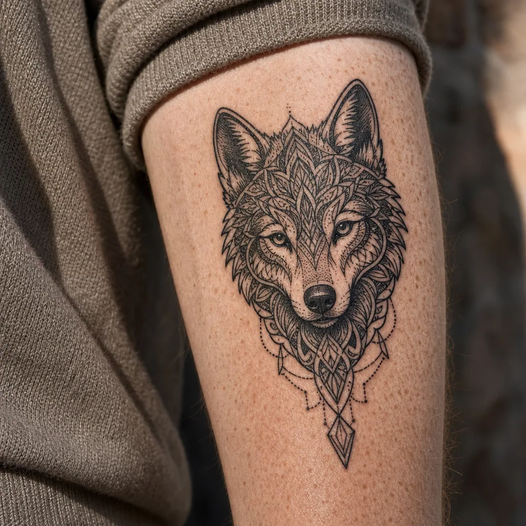 Mandala loup ornemental