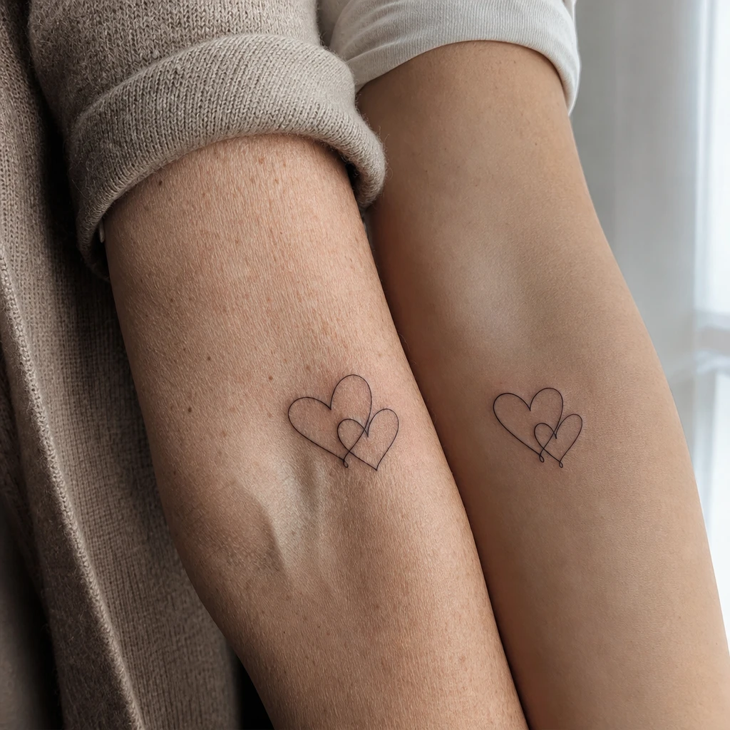 Coeurs mere fille minimalistes