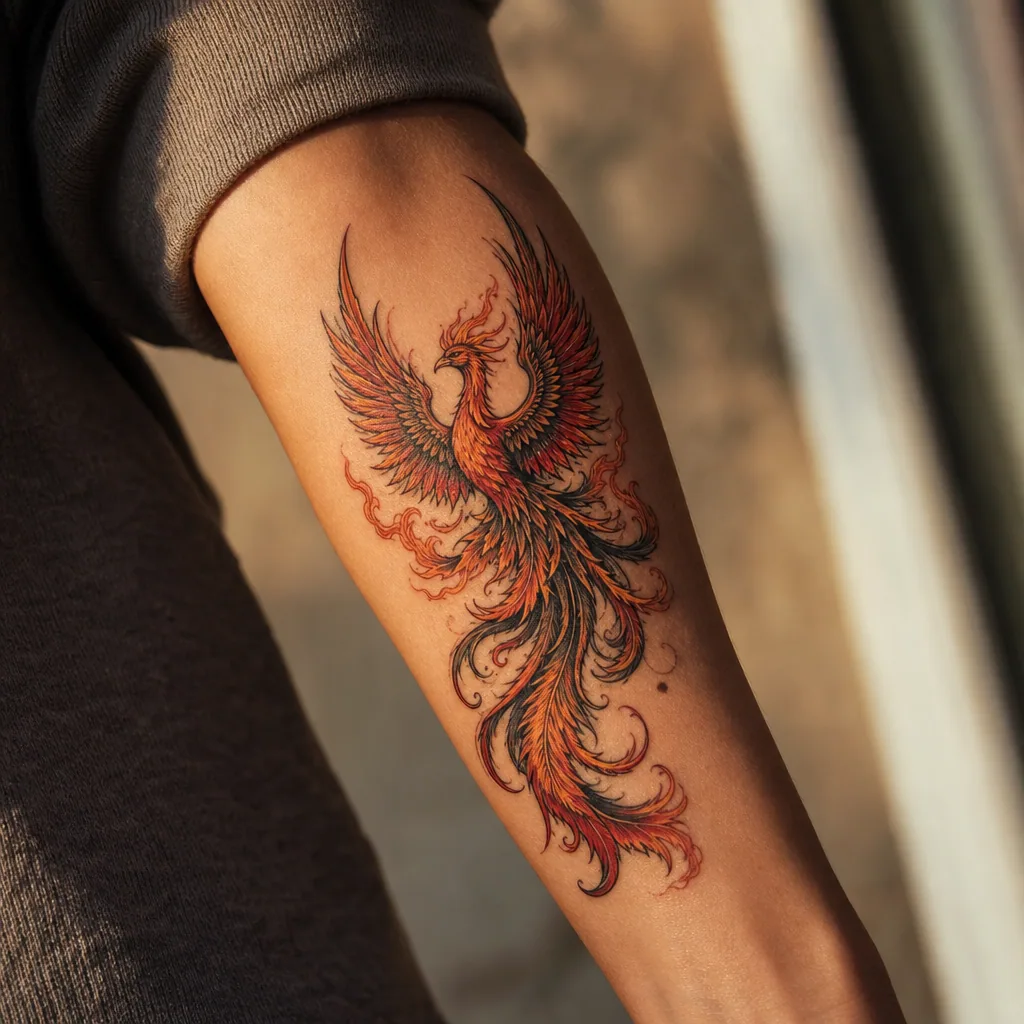 Phenix neo-traditionnel flammes