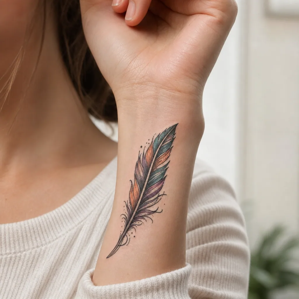 Plume neo-traditionnel coloree