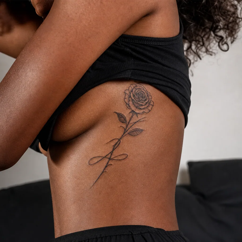 Rose et lettrage